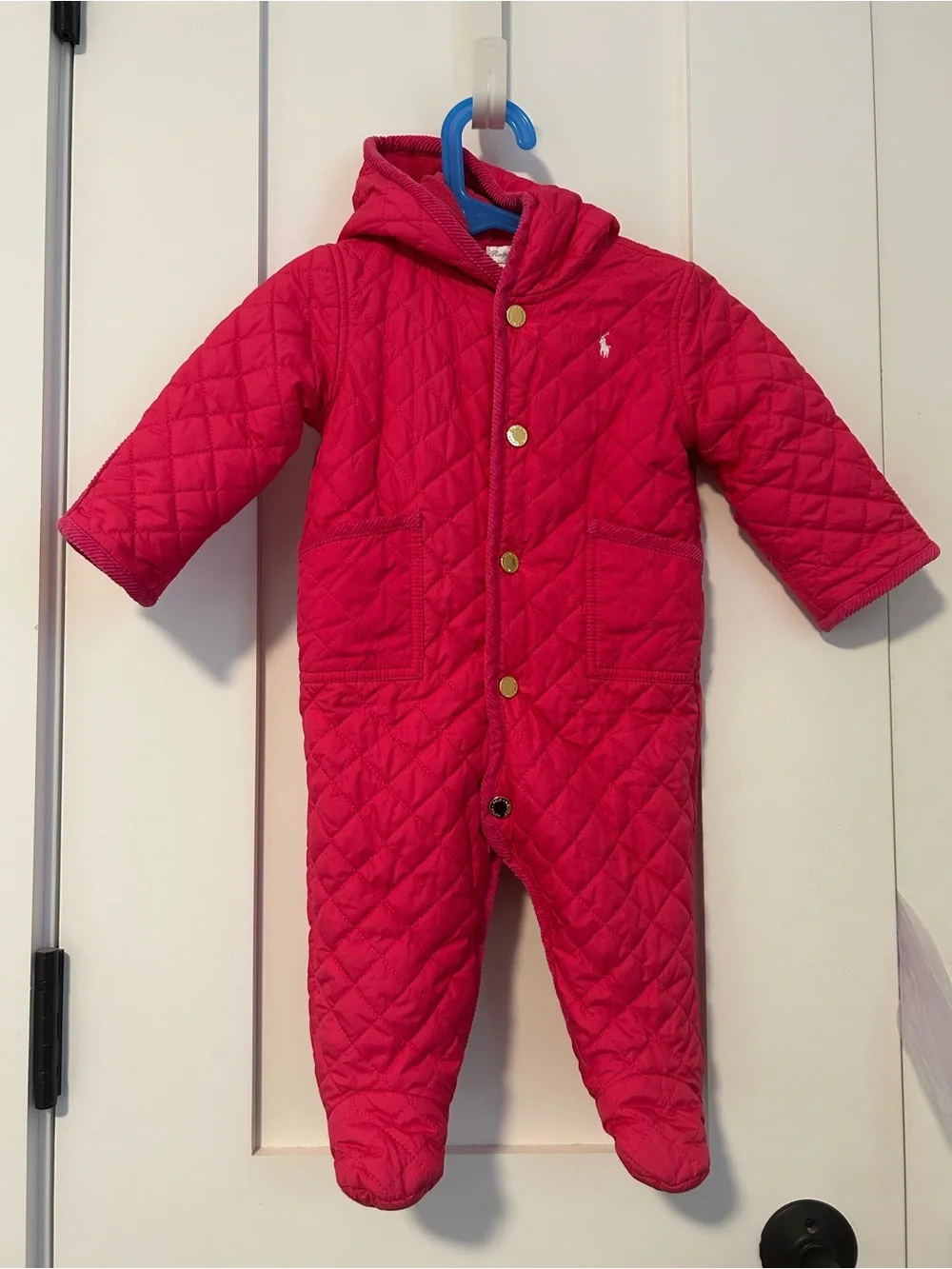 Ralph Lauren Quilted Red Hooded Baby Snowsuit